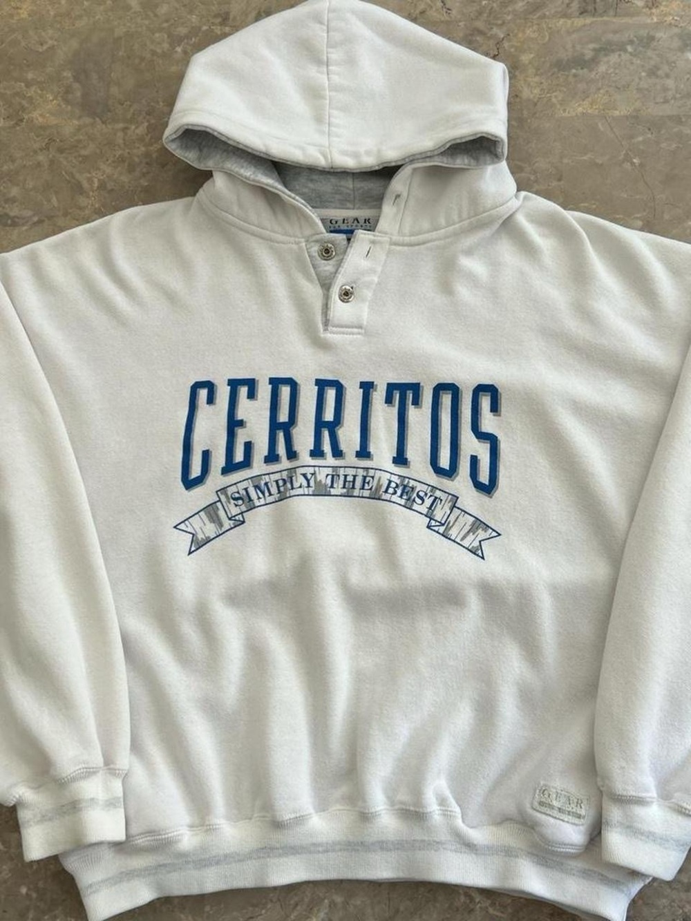 Vintage 90s GEAR for Sports Cerritos Hoodie White Size S